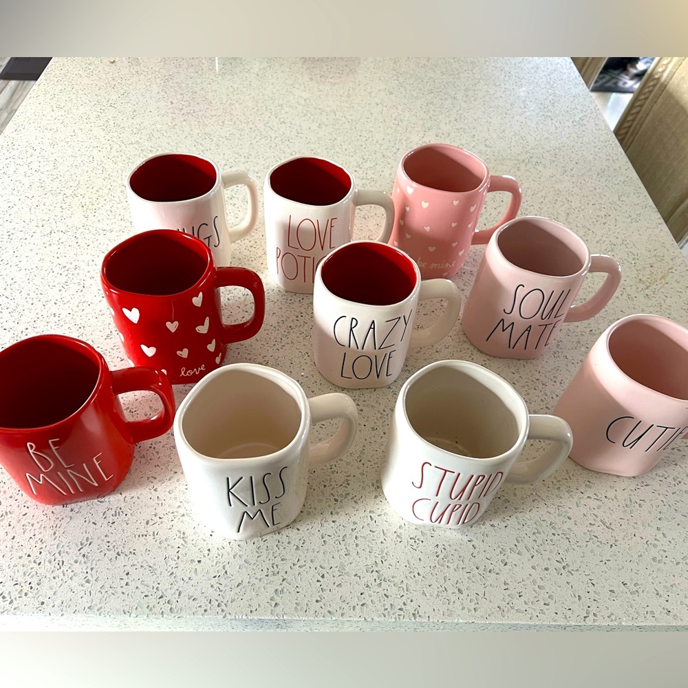 Rae Dunn lot of 10 Valentines mugs